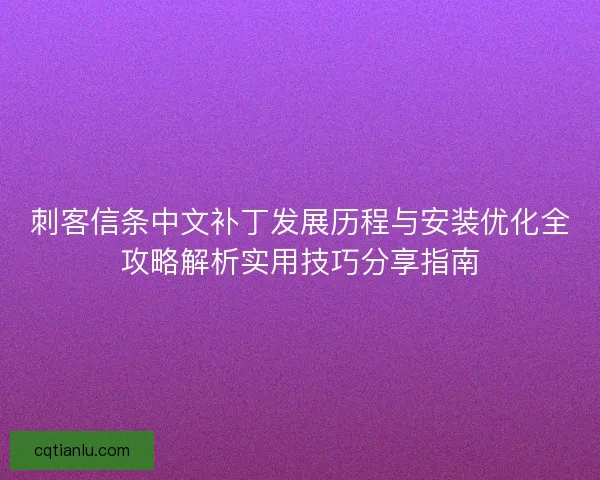 刺客信条中文补丁发展历程与安装优化全攻略解析实用技巧分享指南