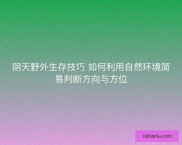 阴天野外生存技巧 如何利用自然环境简易判断方向与方位
