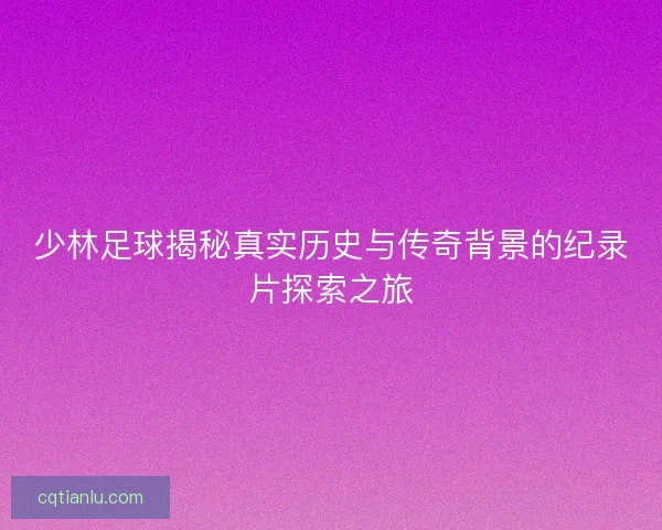少林足球揭秘真实历史与传奇背景的纪录片探索之旅